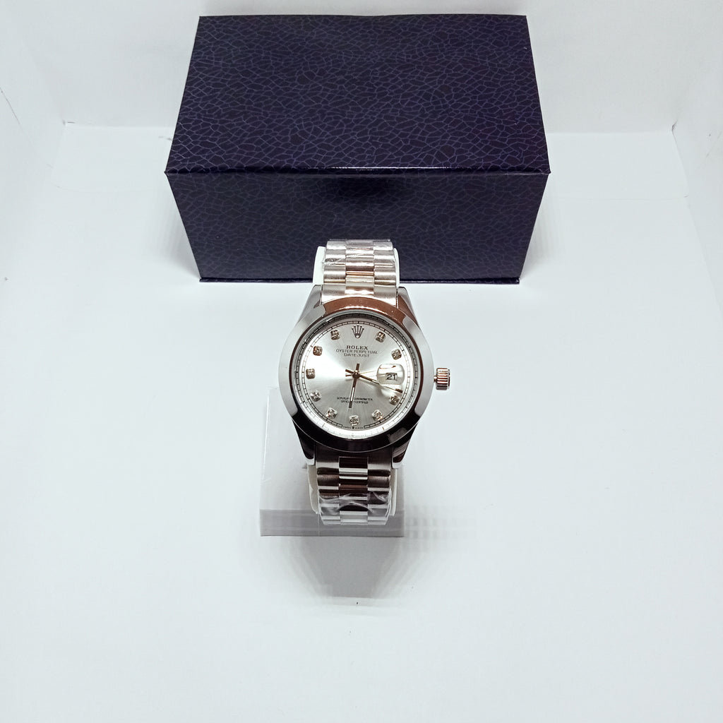 Rolex Date just White Dial watch.