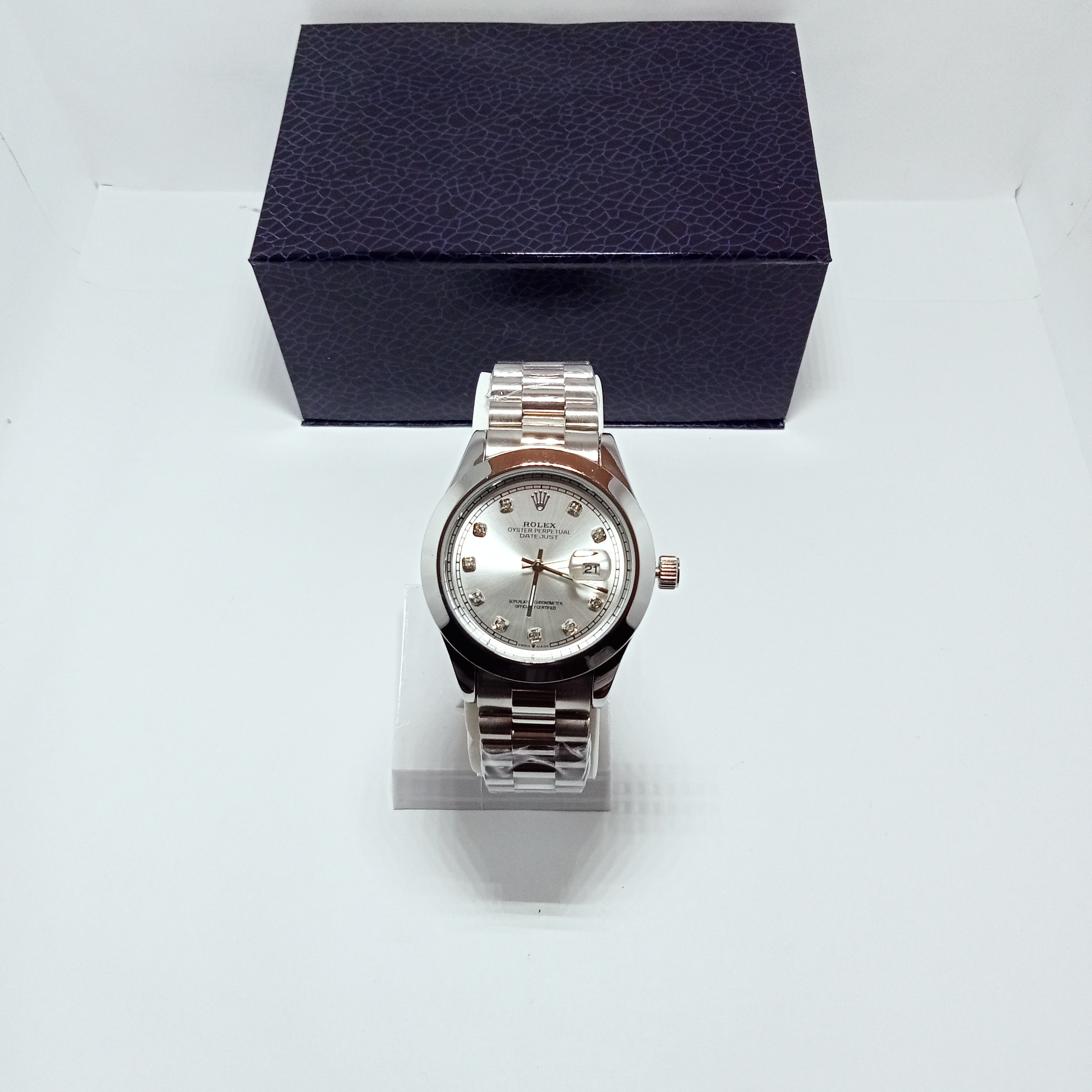 Rolex Date just White Dial watch.