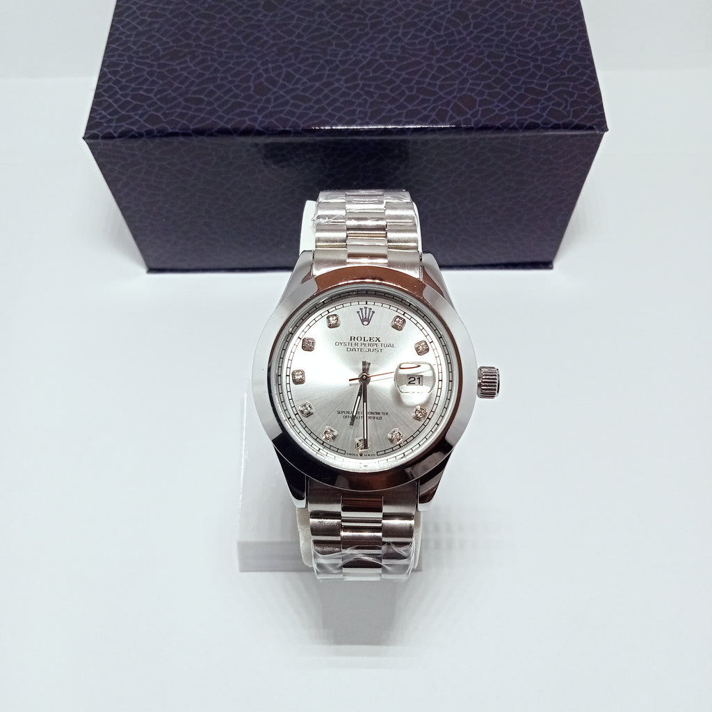 Rolex Date just White Dial watch.